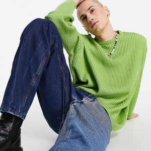 ASOS DESIGN oversized cable knit sweater in sage green